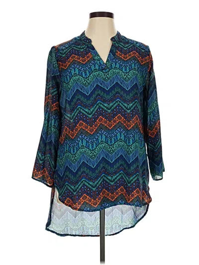 Pre-owned Cato 3/4 Sleeve Blouse In Blue