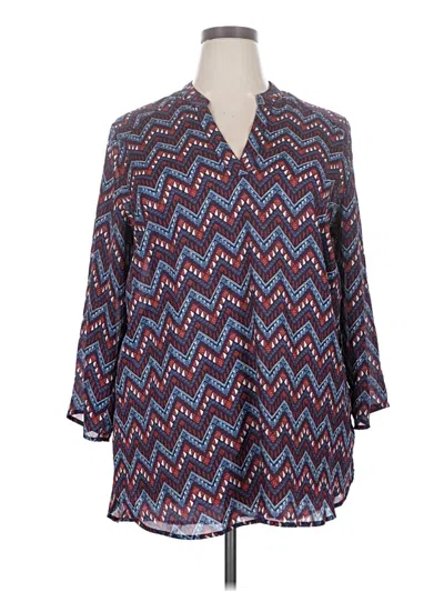 Pre-owned Cato 3/4 Sleeve Blouse In Blue