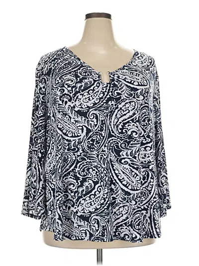 Pre-owned Cato 3/4 Sleeve Blouse In Blue
