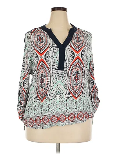 Pre-owned Cato 3/4 Sleeve Blouse In Blue