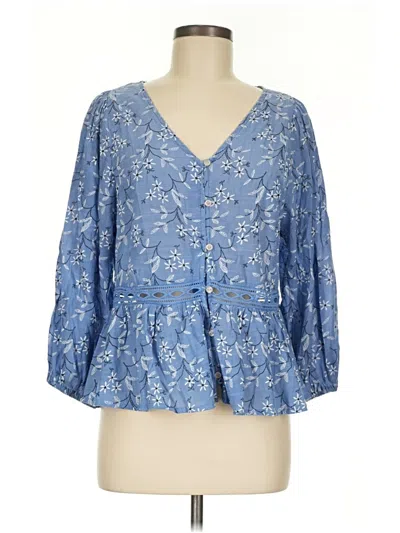 Pre-owned Cato 3/4 Sleeve Blouse In Blue