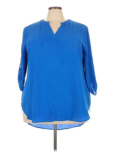 Pre-owned Cato 3/4 Sleeve Blouse In Blue