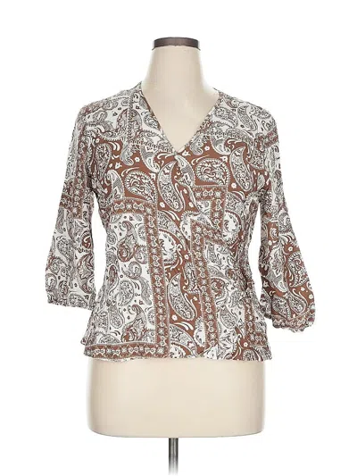 Pre-owned Cato 3/4 Sleeve Blouse In Brown