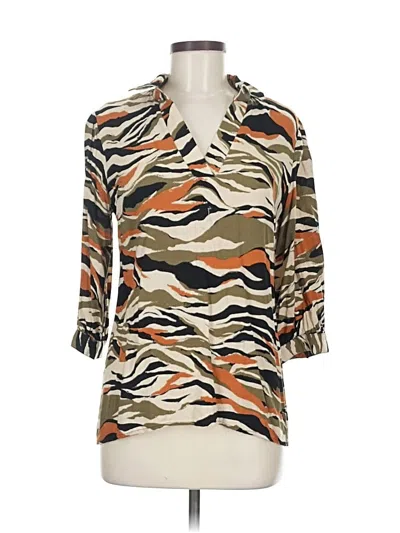 Pre-owned Cato 3/4 Sleeve Blouse In Brown