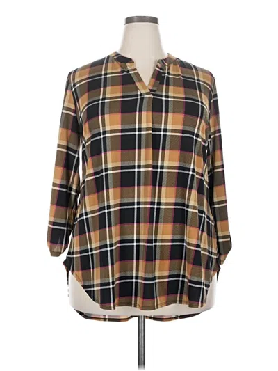 Pre-owned Cato 3/4 Sleeve Blouse In Brown