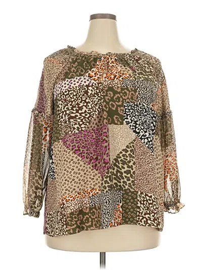 Pre-owned Cato 3/4 Sleeve Blouse In Brown