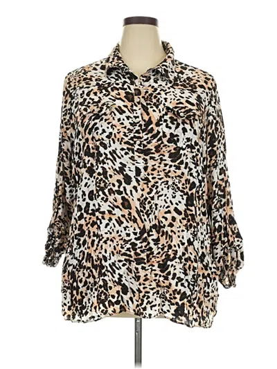 Pre-owned Cato 3/4 Sleeve Blouse In Brown