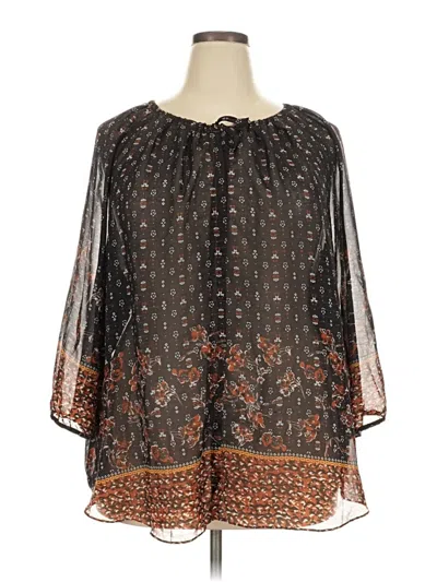 Pre-owned Cato 3/4 Sleeve Blouse In Brown