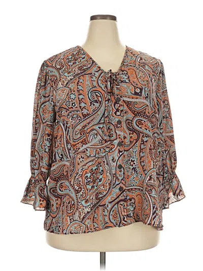Pre-owned Cato 3/4 Sleeve Blouse In Brown