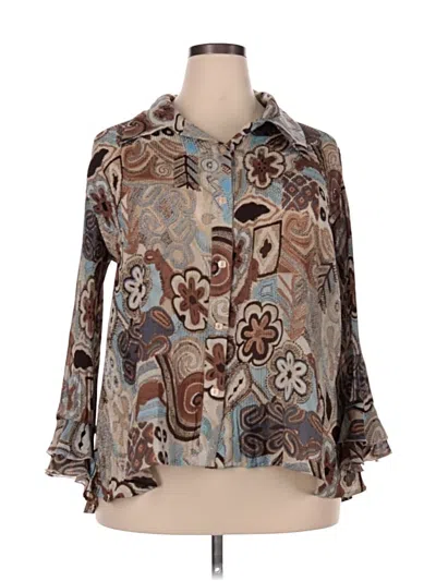 Pre-owned Cato 3/4 Sleeve Blouse In Brown