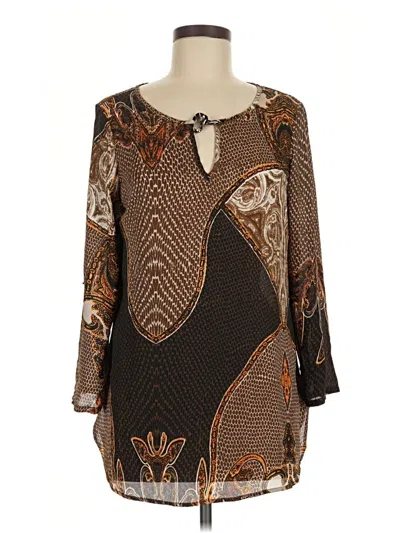 Pre-owned Cato 3/4 Sleeve Blouse In Brown
