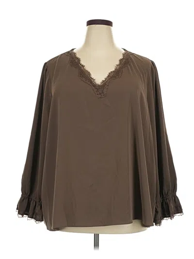Pre-owned Cato 3/4 Sleeve Blouse In Brown
