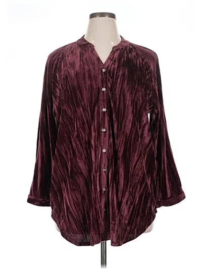 Pre-owned Cato 3/4 Sleeve Blouse In Burgundy