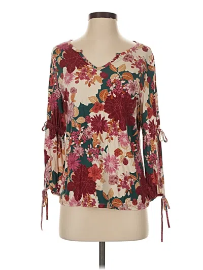 Pre-owned Cato 3/4 Sleeve Blouse In Burgundy