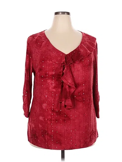 Pre-owned Cato 3/4 Sleeve Blouse In Burgundy