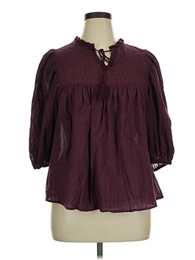 Pre-owned Cato 3/4 Sleeve Blouse In Burgundy