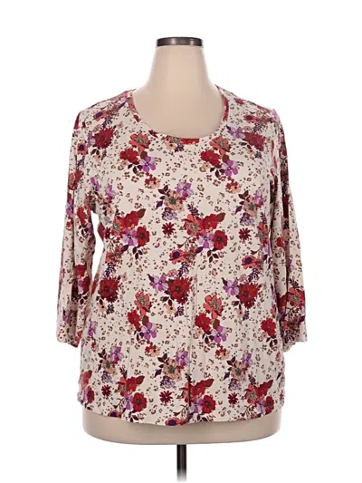 Pre-owned Cato 3/4 Sleeve Blouse In Burgundy