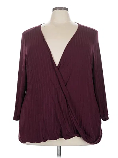 Pre-owned Cato 3/4 Sleeve Blouse In Burgundy