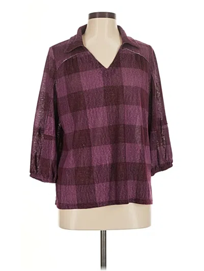 Pre-owned Cato 3/4 Sleeve Blouse In Burgundy