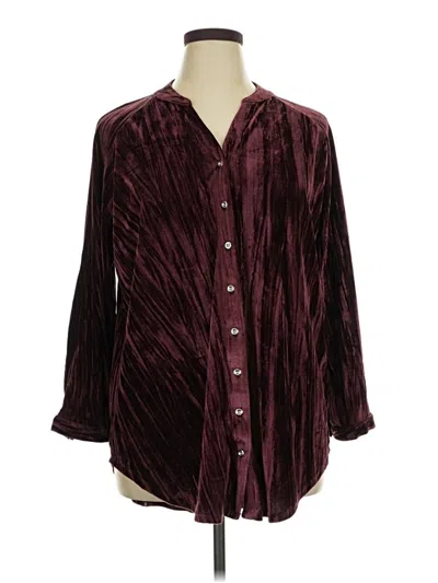 Pre-owned Cato 3/4 Sleeve Blouse In Burgundy