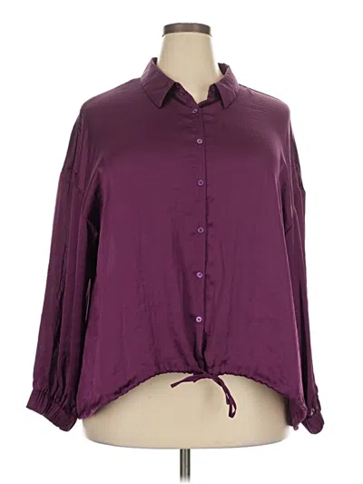 Pre-owned Cato 3/4 Sleeve Blouse In Burgundy