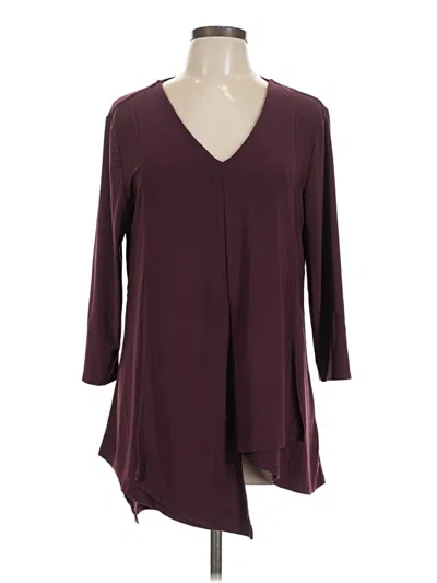 Pre-owned Cato 3/4 Sleeve Blouse In Burgundy
