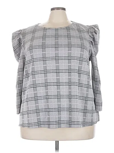 Pre-owned Cato 3/4 Sleeve Blouse In Gray