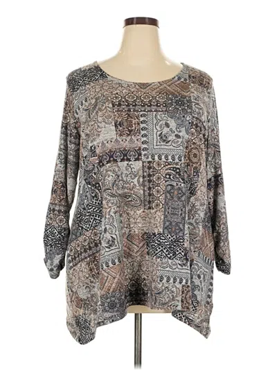 Pre-owned Cato 3/4 Sleeve Blouse In Gray