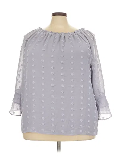 Pre-owned Cato 3/4 Sleeve Blouse In Gray