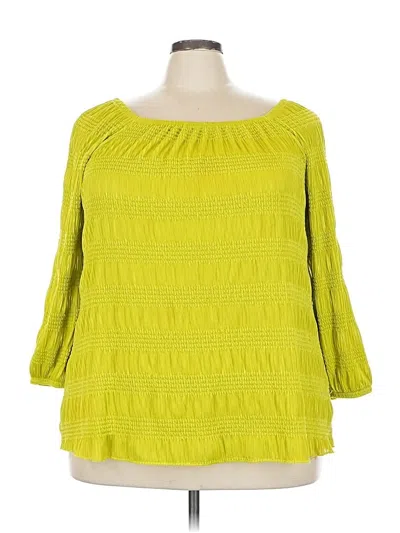 Pre-owned Cato 3/4 Sleeve Blouse In Green
