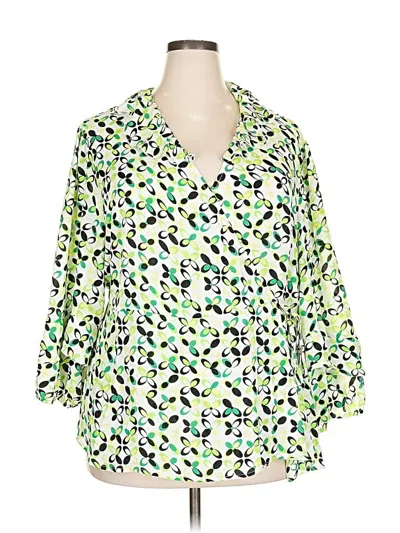 Pre-owned Cato 3/4 Sleeve Blouse In Green