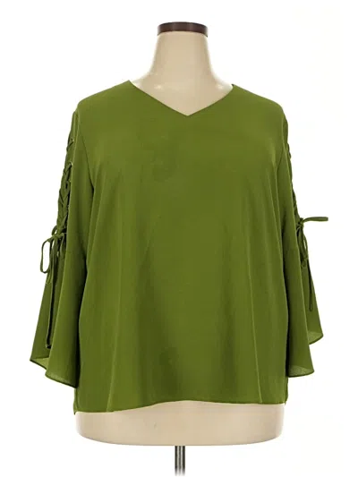 Pre-owned Cato 3/4 Sleeve Blouse In Green