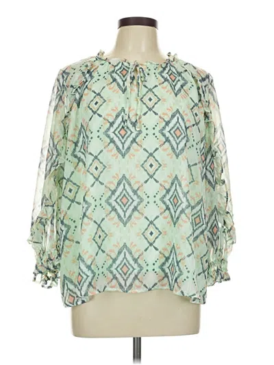 Pre-owned Cato 3/4 Sleeve Blouse In Green