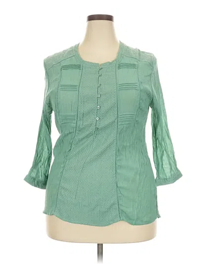 Pre-owned Cato 3/4 Sleeve Blouse In Green