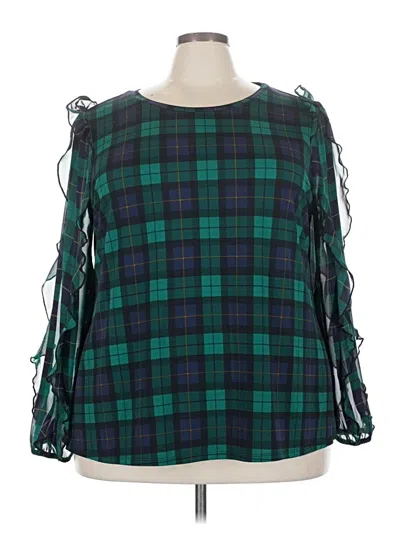 Pre-owned Cato 3/4 Sleeve Blouse In Green