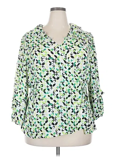 Pre-owned Cato 3/4 Sleeve Blouse In Green