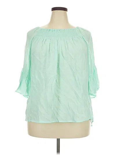 Pre-owned Cato 3/4 Sleeve Blouse In Green