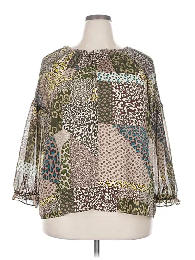 Pre-owned Cato 3/4 Sleeve Blouse In Green