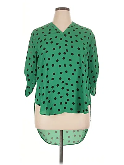 Pre-owned Cato 3/4 Sleeve Blouse In Green