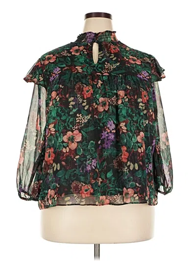 Pre-owned Cato 3/4 Sleeve Blouse In Green
