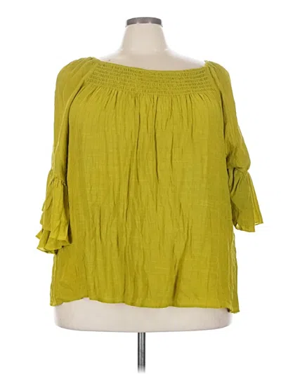 Pre-owned Cato 3/4 Sleeve Blouse In Green