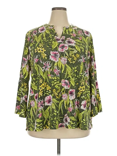 Pre-owned Cato 3/4 Sleeve Blouse In Green