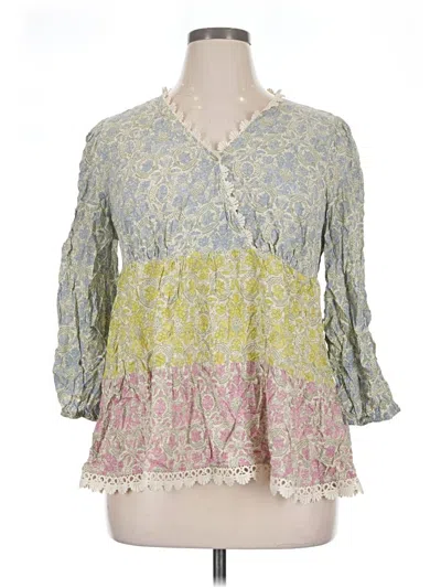 Pre-owned Cato 3/4 Sleeve Blouse In Green