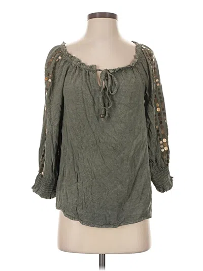 Pre-owned Cato 3/4 Sleeve Blouse In Green