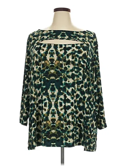 Pre-owned Cato 3/4 Sleeve Blouse In Green