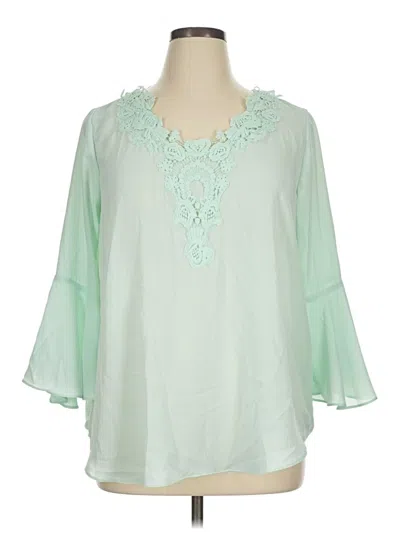 Pre-owned Cato 3/4 Sleeve Blouse In Green