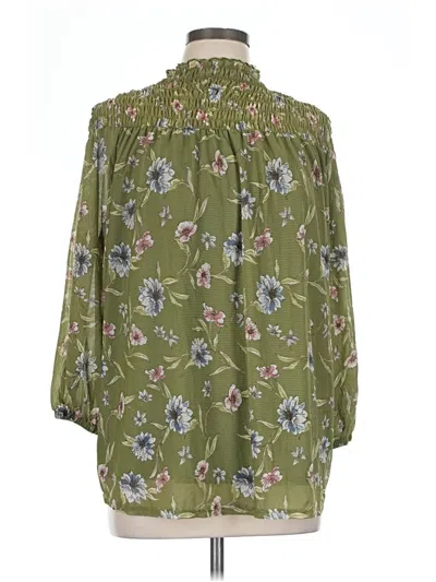 Pre-owned Cato 3/4 Sleeve Blouse In Green