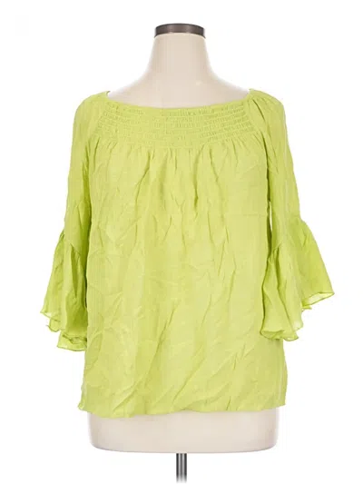 Pre-owned Cato 3/4 Sleeve Blouse In Green