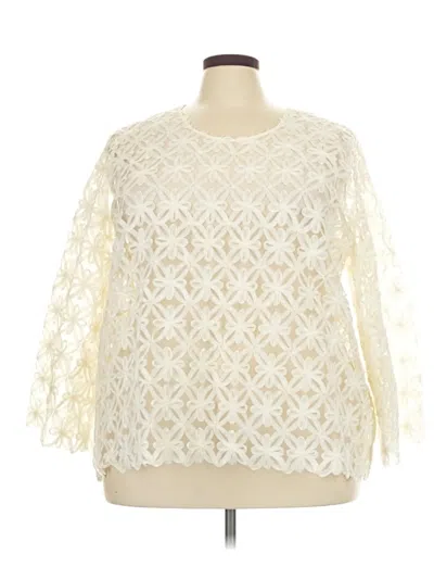Pre-owned Cato 3/4 Sleeve Blouse In Ivory