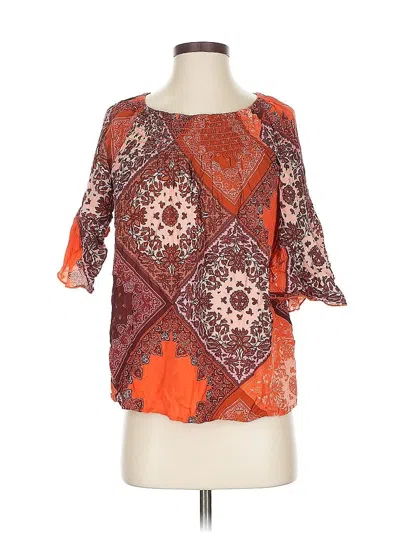 Pre-owned Cato 3/4 Sleeve Blouse In Orange